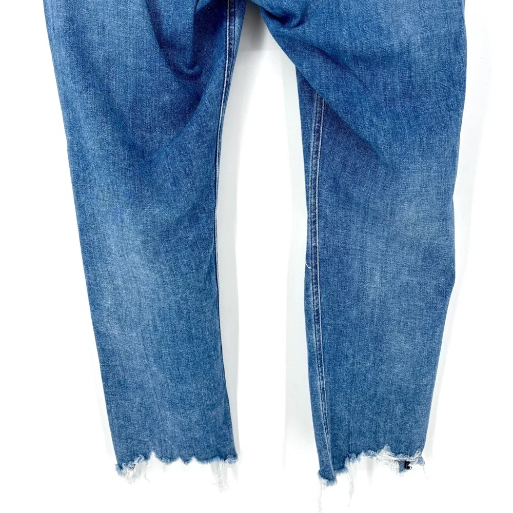 Rag & Bone Dre Low Rise Slim Boyfriend Jeans‎ Sz 34 Distressed Raw Hem Cropped - Picture 10 of 13